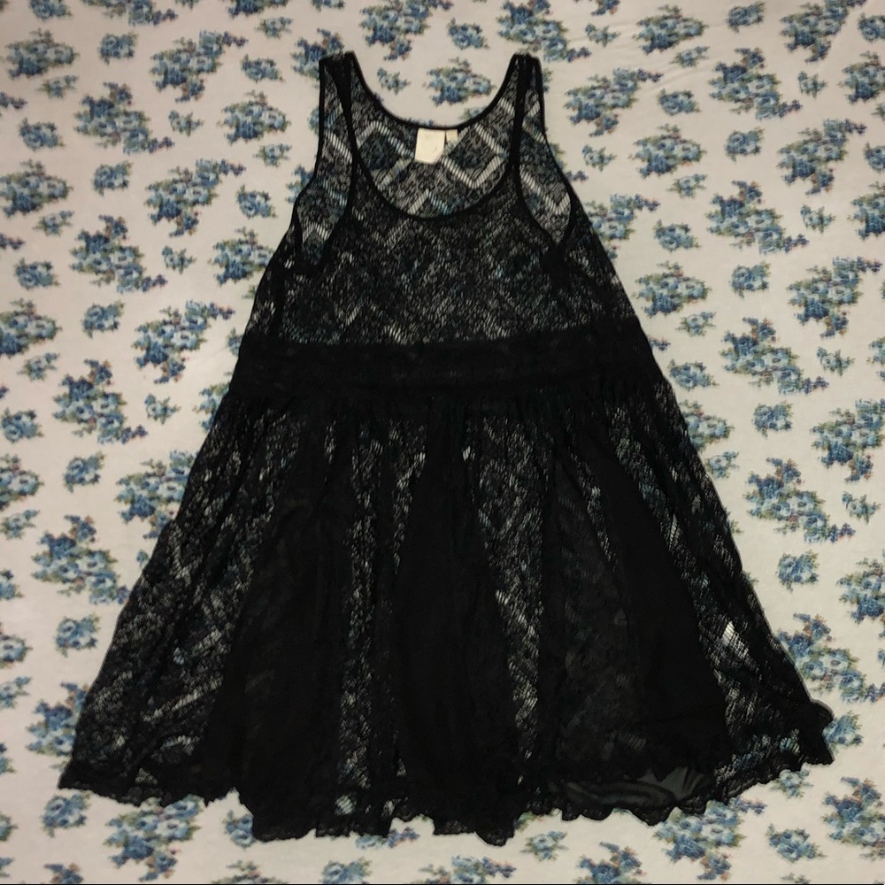 Free People Black Lace Slip Dress